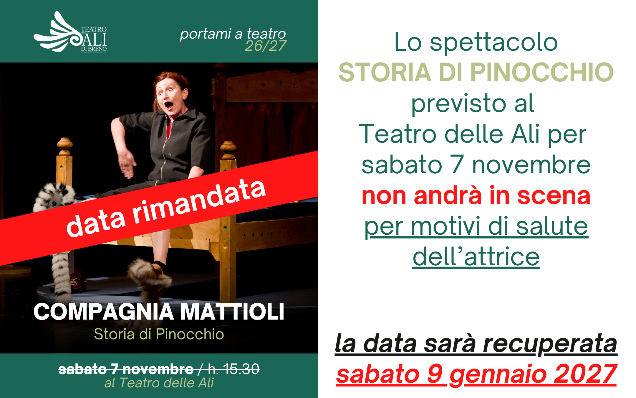 pop up data di recupero storia di pinocchio Tre per Te + 1